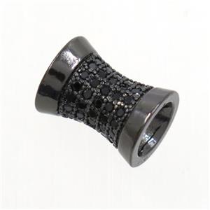 copper bamboo beads paved zircon, black plated, approx 8-10.5mm [FDZN6851]