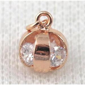 copper pendant pave zircon, rose gold plated, approx 8mm dia [FDZN686]