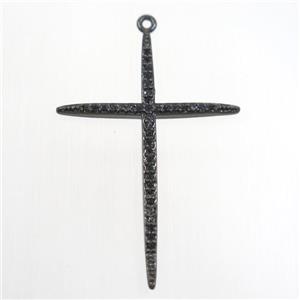 copper cross pendants paved zircon, black plated, approx 30-45mm [FDZN6880]