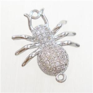 copper ant connector paved zircon, platinum plated, approx 20mm [FDZN6887]
