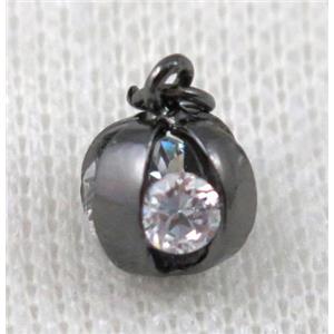 copper pendant pave zircon, gold plated, approx 8mm dia [FDZN689]