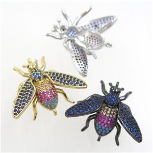 copper honeybee connector paved zircon, mix color, approx 20-27mm [FDZN6894]