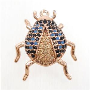 copper beetle pendant paved zircon, rose gold, approx 18mm [FDZN6895]