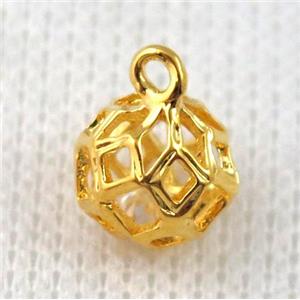 copper pendant pave zircon, gold plated, approx 9mm dia [FDZN690-9MM]