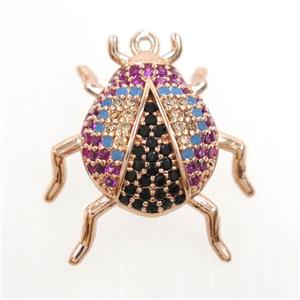 copper beetle pendant paved zircon, rose gold, approx 18mm [FDZN6900]
