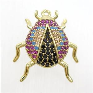 copper beetle pendant paved zircon, gold plated, approx 18mm [FDZN6902]