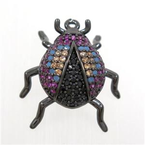 copper beetle pendant paved zircon, black plated, approx 18mm [FDZN6903]