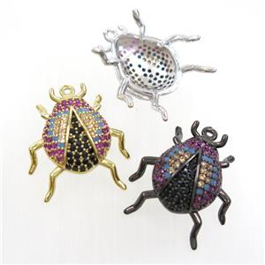 copper beetle pendant paved zircon, mix color, approx 18mm [FDZN6904]