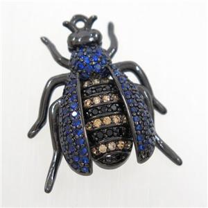 copper honeybee pendant paved zircon, black plated, approx 20-23mm [FDZN6917]