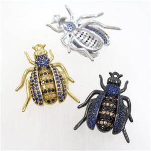 copper honeybee pendant paved zircon, mix color, approx 20-23mm [FDZN6918]
