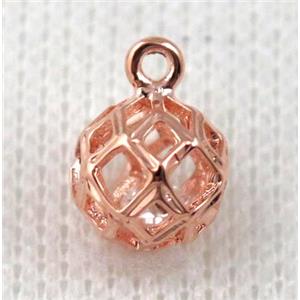 copper pendant pave zircon, rose gold plated, approx 9mm dia [FDZN692-9MM]