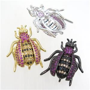 copper honeybee connector paved zircon, mix color, approx 20-23mm [FDZN6928]