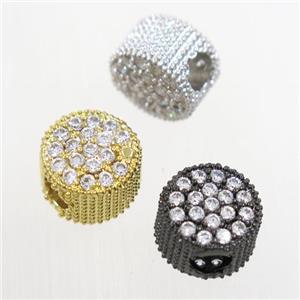 copper button beads paved zircon, mixed, approx 7x10mm, 4mm hole [FDZN6952]