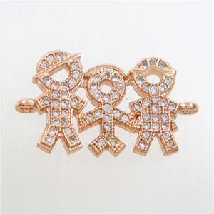 copper Family connector paved zircon, rose gold, approx 13-20mm [FDZN6996]