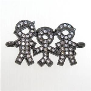 copper Family connector paved zircon, black plated, approx 13-20mm [FDZN6999]