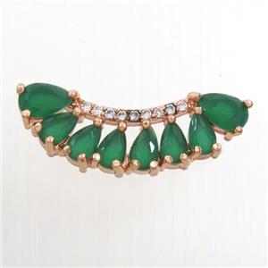 copper pendant paved green zircon, rose gold, approx 7-25mm [FDZN7001]