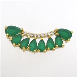 copper pendant paved green zircon, gold plated, approx 7-25mm [FDZN7003]
