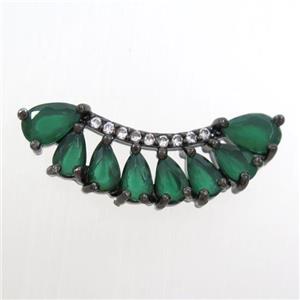copper pendant paved green zircon, black plated, approx 7-25mm [FDZN7004]