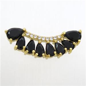 copper pendant paved black zircon, gold plated, approx 7-25mm [FDZN7008]