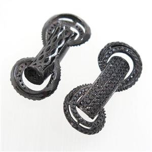 copper connector paved zircon, black plated, approx 15-32mm [FDZN7013]