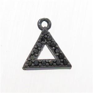 copper triangle pendant paved zircon, black plated, approx 8mm [FDZN7015]