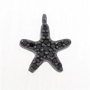 copper star pendant paved zircon, black plated, approx 9mm [FDZN7016]