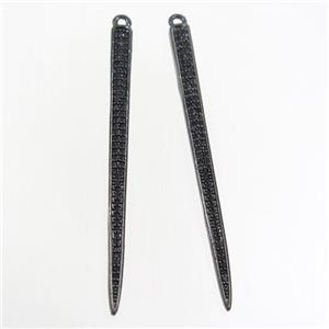 copper spike pendant paved zircon, black plated, approx 4-52mm [FDZN7020]