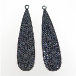 copper teardrop pendant paved zircon, black plated, approx 13-47mm [FDZN7021]