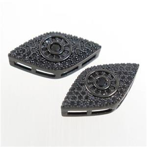 copper eye beads paved zircon, black plated, approx 11-22mm [FDZN7027]