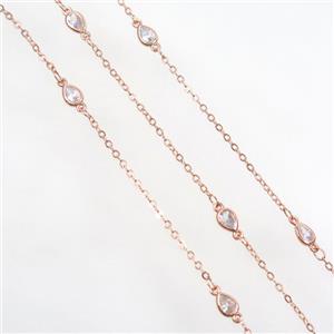 copper chain with zircon, rose gold, approx 4.5x6mm [FDZN7036]