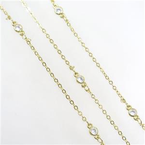 copper chain with zircon, gold plated, approx 4mm [FDZN7046]