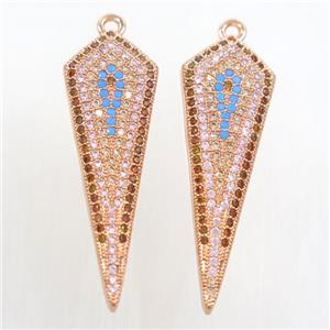copper arrowhead pendant paved zircon, rose gold, approx 11-33mm [FDZN7089]
