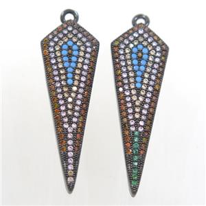copper arrowhead pendant paved zircon, black plated, approx 11-33mm [FDZN7092]