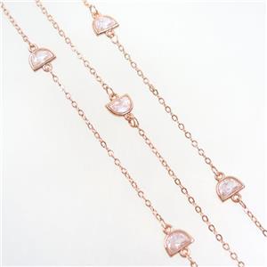 copper chain with zircon, rose gold, approx 5.5-8mm [FDZN7103]