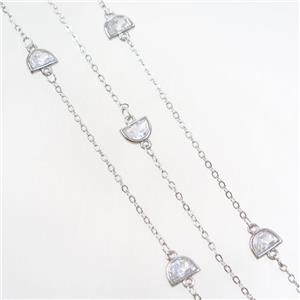 copper chain with zircon, platinum plated, approx 5.5-8mm [FDZN7104]