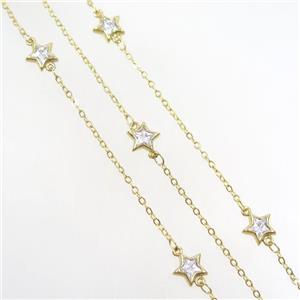 copper chain with star zircon, gold plated, approx 8mm dia [FDZN7112]