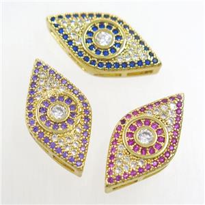 copper eye connector paved zircon, mix, gold plated, approx 11-20mm [FDZN7124]