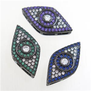 copper eye connector paved zircon, mix, black plated, approx 11-20mm [FDZN7125]