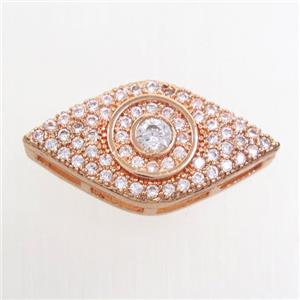 copper eye connector paved zircon, rose gold, approx 11-20mm [FDZN7126]