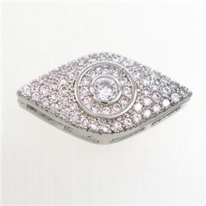 copper eye connector paved zircon, platinum plated, approx 11-20mm [FDZN7127]