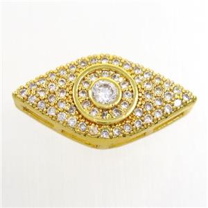 copper eye connector paved zircon, gold plated, approx 11-20mm [FDZN7128]