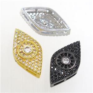 copper eye connector paved zircon, mix color, approx 11-20mm [FDZN7130]