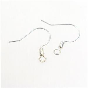 copper earring hook, color keeping, silver plated, approx 15-17mm [FDZN7177]