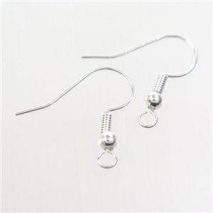 copper earring hook, color keeping, silver plated, approx 15-20mm [FDZN7180]