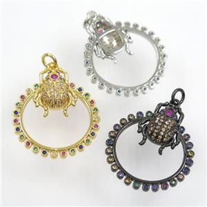 copper beetle pendant paved zircon, mix color, approx 24mm dia [FDZN7250]