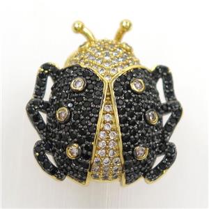 copper beetle pendant paved black zircon, gold plated, approx 22-25mm [FDZN7254]