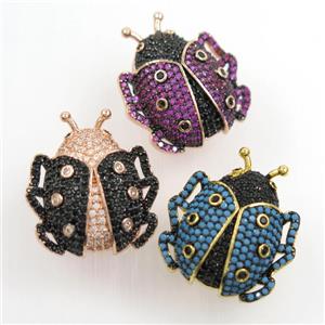 copper beetle pendant paved zircon, mix color, approx 22-25mm [FDZN7257]