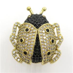 copper beetle pendant paved zircon, gold plated, approx 22-25mm [FDZN7259]