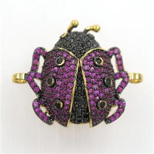 copper beetle connector paved zircon, gold plated, approx 22-25mm [FDZN7261]