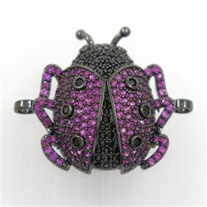copper beetle connector paved zircon, black plated, approx 22-25mm [FDZN7262]
